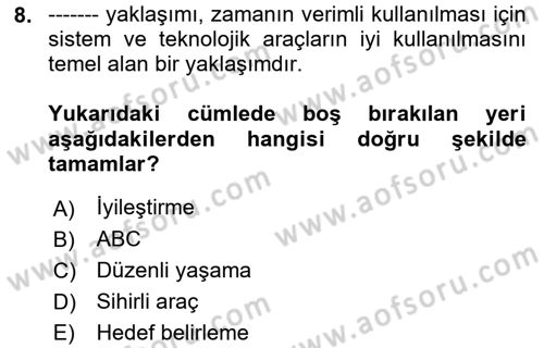 Çalışma Hayatında Bilişim, Belge Yönetimi Dersi 2022 - 2023 Yılı Yaz Okulu Sınav Soruları 8. Soru