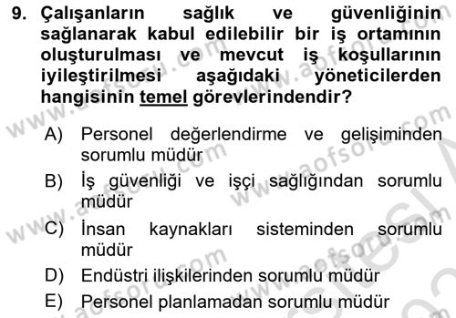 Çalışma Hayatında Bilişim, Belge Yönetimi Dersi 2022 - 2023 Yılı Yaz Okulu Sınav Soruları 9. Soru