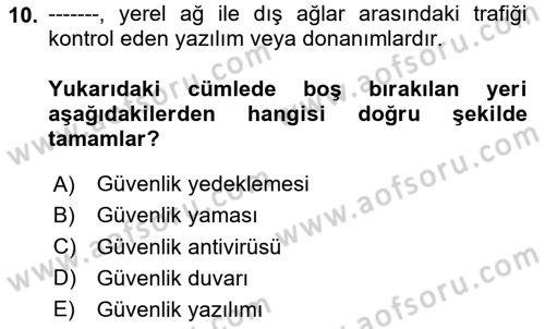 Çalışma Hayatında Bilişim, Belge Yönetimi Dersi 2023 - 2024 Yılı (Vize) Ara Sınav Soruları 10. Soru