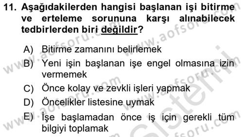 Çalışma Hayatında Bilişim, Belge Yönetimi Dersi 2023 - 2024 Yılı (Vize) Ara Sınav Soruları 11. Soru