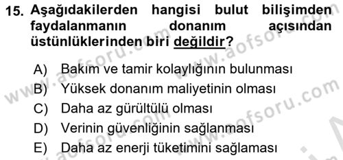 Çalışma Hayatında Bilişim, Belge Yönetimi Dersi 2023 - 2024 Yılı (Vize) Ara Sınav Soruları 15. Soru