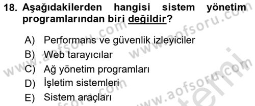 Çalışma Hayatında Bilişim, Belge Yönetimi Dersi 2023 - 2024 Yılı (Vize) Ara Sınav Soruları 18. Soru