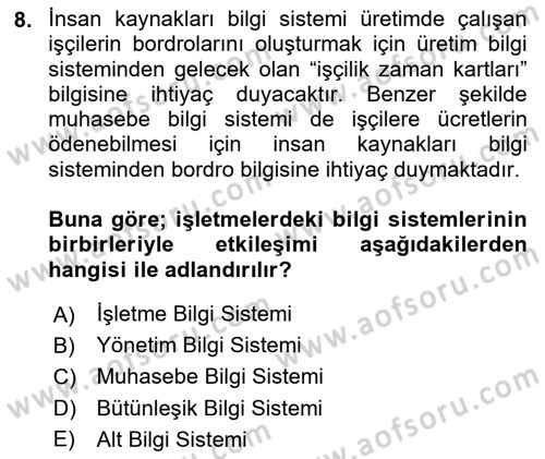 Çalışma Hayatında Bilişim, Belge Yönetimi Dersi 2023 - 2024 Yılı (Vize) Ara Sınav Soruları 8. Soru