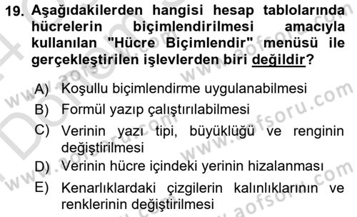 Çalışma Hayatında Bilişim, Belge Yönetimi Dersi 2023 - 2024 Yılı (Final) Dönem Sonu Sınav Soruları 19. Soru