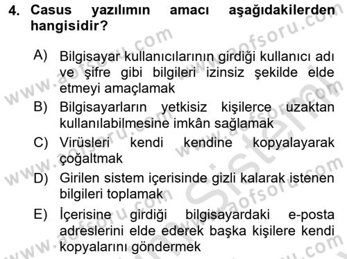 Çalışma Hayatında Bilişim, Belge Yönetimi Dersi 2023 - 2024 Yılı (Final) Dönem Sonu Sınav Soruları 4. Soru