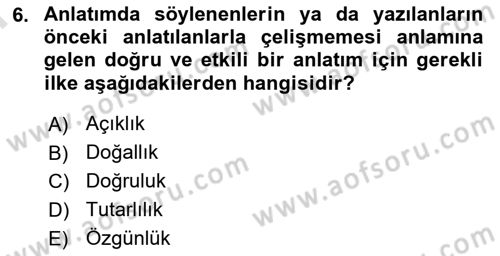 Çalışma Hayatında Bilişim, Belge Yönetimi Dersi 2023 - 2024 Yılı (Final) Dönem Sonu Sınav Soruları 6. Soru