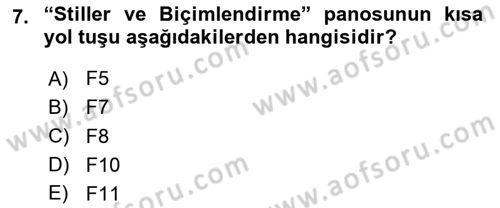 Çalışma Hayatında Bilişim, Belge Yönetimi Dersi 2023 - 2024 Yılı (Final) Dönem Sonu Sınav Soruları 7. Soru