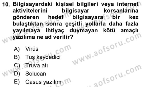 Çalışma Hayatında Bilişim, Belge Yönetimi Dersi 2023 - 2024 Yılı Yaz Okulu Sınav Soruları 10. Soru