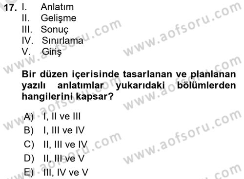 Çalışma Hayatında Bilişim, Belge Yönetimi Dersi 2023 - 2024 Yılı Yaz Okulu Sınav Soruları 17. Soru