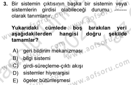 Çalışma Hayatında Bilişim, Belge Yönetimi Dersi 2023 - 2024 Yılı Yaz Okulu Sınav Soruları 3. Soru