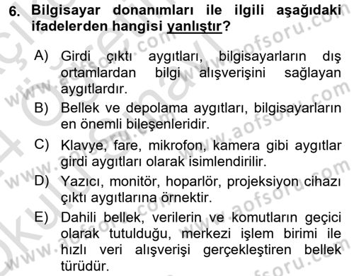 Çalışma Hayatında Bilişim, Belge Yönetimi Dersi 2023 - 2024 Yılı Yaz Okulu Sınav Soruları 6. Soru