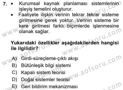 Çalışma Hayatında Bilişim, Belge Yönetimi Dersi 2023 - 2024 Yılı Yaz Okulu Sınav Soruları 7. Soru