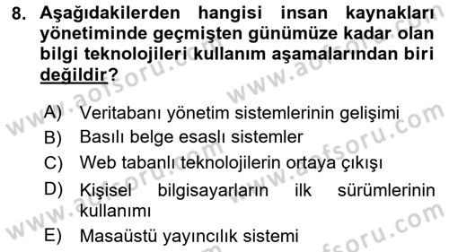 Çalışma Hayatında Bilişim, Belge Yönetimi Dersi 2023 - 2024 Yılı Yaz Okulu Sınav Soruları 8. Soru