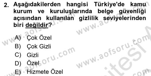Çalışma Hayatında Bilişim, Belge Yönetimi Dersi 2024 - 2025 Yılı (Vize) Ara Sınav Soruları 2. Soru