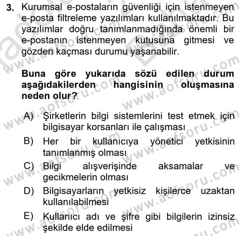 Çalışma Hayatında Bilişim, Belge Yönetimi Dersi 2024 - 2025 Yılı (Vize) Ara Sınav Soruları 3. Soru
