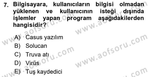 Çalışma Hayatında Bilişim, Belge Yönetimi Dersi 2024 - 2025 Yılı (Vize) Ara Sınav Soruları 7. Soru