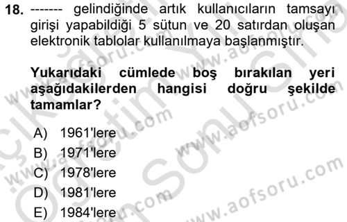 Çalışma Hayatında Bilişim, Belge Yönetimi Dersi 2024 - 2025 Yılı (Final) Dönem Sonu Sınav Soruları 18. Soru