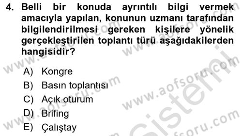 Çalışma Hayatında Bilişim, Belge Yönetimi Dersi 2024 - 2025 Yılı (Final) Dönem Sonu Sınav Soruları 4. Soru