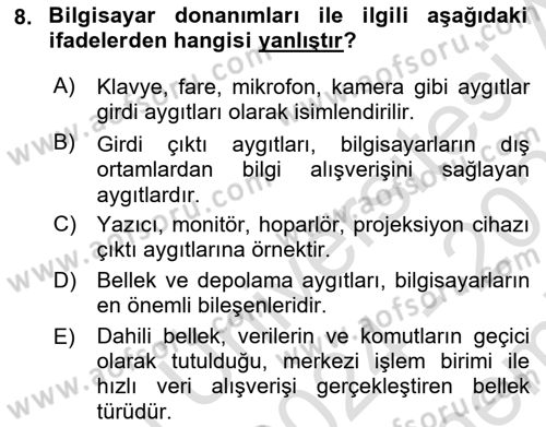 Çalışma Hayatında Bilişim, Belge Yönetimi Dersi 2024 - 2025 Yılı (Final) Dönem Sonu Sınav Soruları 8. Soru