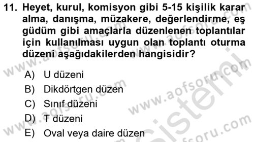 Çalışma Hayatında Bilişim, Belge Yönetimi Dersi 2025 - 2026 Yılı (Vize) Ara Sınav Soruları 11. Soru