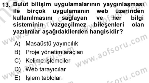 Çalışma Hayatında Bilişim, Belge Yönetimi Dersi 2025 - 2026 Yılı (Vize) Ara Sınav Soruları 13. Soru
