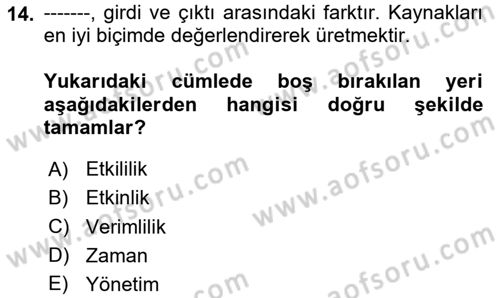 Çalışma Hayatında Bilişim, Belge Yönetimi Dersi 2025 - 2026 Yılı (Vize) Ara Sınav Soruları 14. Soru