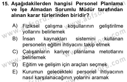 Çalışma Hayatında Bilişim, Belge Yönetimi Dersi 2025 - 2026 Yılı (Vize) Ara Sınav Soruları 15. Soru