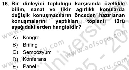 Çalışma Hayatında Bilişim, Belge Yönetimi Dersi 2025 - 2026 Yılı (Vize) Ara Sınav Soruları 16. Soru