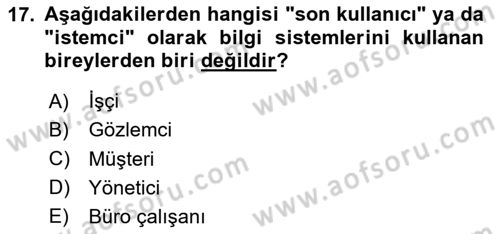 Çalışma Hayatında Bilişim, Belge Yönetimi Dersi 2025 - 2026 Yılı (Vize) Ara Sınav Soruları 17. Soru