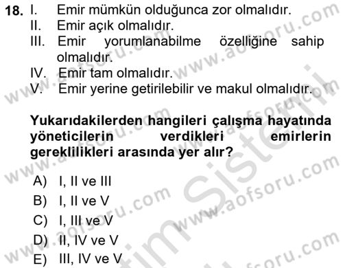 Çalışma Hayatında Bilişim, Belge Yönetimi Dersi 2025 - 2026 Yılı (Vize) Ara Sınav Soruları 18. Soru