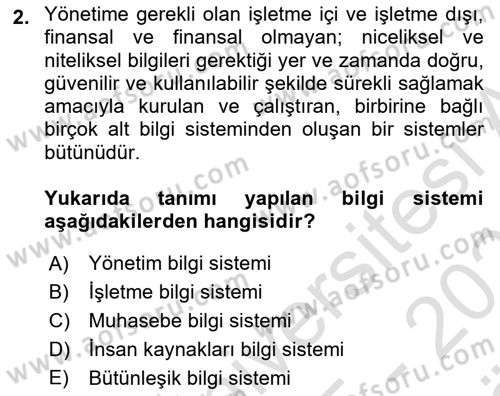 Çalışma Hayatında Bilişim, Belge Yönetimi Dersi 2025 - 2026 Yılı (Vize) Ara Sınav Soruları 2. Soru