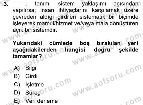 Çalışma Hayatında Bilişim, Belge Yönetimi Dersi 2025 - 2026 Yılı (Vize) Ara Sınav Soruları 3. Soru