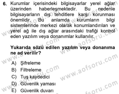 Çalışma Hayatında Bilişim, Belge Yönetimi Dersi 2025 - 2026 Yılı (Vize) Ara Sınav Soruları 6. Soru