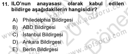 İş Sağlığı ve Güvenliği Mevzuatı Dersi 2019 - 2020 Yılı (Final) Dönem Sonu Sınav Soruları 11. Soru