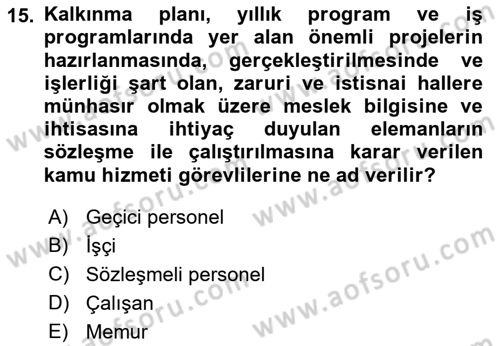 İş Sağlığı ve Güvenliği Mevzuatı Dersi 2019 - 2020 Yılı (Final) Dönem Sonu Sınav Soruları 15. Soru