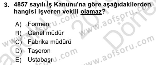 İş Sağlığı ve Güvenliği Mevzuatı Dersi 2019 - 2020 Yılı (Final) Dönem Sonu Sınav Soruları 3. Soru