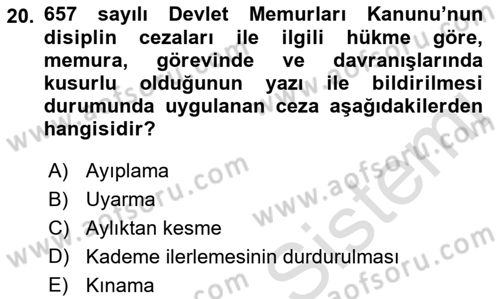 İş Sağlığı ve Güvenliği Mevzuatı Dersi Ara Sınavı Deneme Sınav Soruları 20. Soru