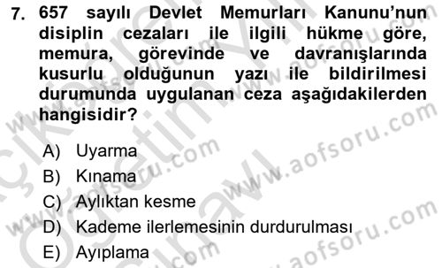 İş Sağlığı ve Güvenliği Mevzuatı Dersi 2022 - 2023 Yılı Yaz Okulu Sınav Soruları 7. Soru