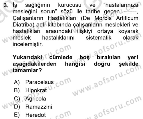İş Sağlığı ve Güvenliği Mevzuatı Dersi 2025 - 2026 Yılı (Vize) Ara Sınav Soruları 3. Soru