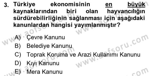 Çevre Sağlığı ve Güvenliği Dersi 2020 - 2021 Yılı Yaz Okulu Sınav Soruları 3. Soru