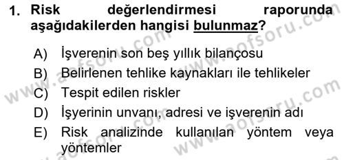 Çevre Sağlığı ve Güvenliği Dersi 2021 - 2022 Yılı (Final) Dönem Sonu Sınav Soruları 1. Soru
