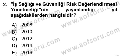 Çevre Sağlığı ve Güvenliği Dersi 2021 - 2022 Yılı (Final) Dönem Sonu Sınav Soruları 2. Soru