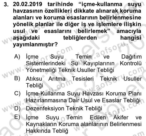Çevre Sağlığı ve Güvenliği Dersi 2021 - 2022 Yılı (Final) Dönem Sonu Sınav Soruları 3. Soru
