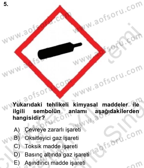 Çevre Sağlığı ve Güvenliği Dersi 2021 - 2022 Yılı (Final) Dönem Sonu Sınav Soruları 5. Soru