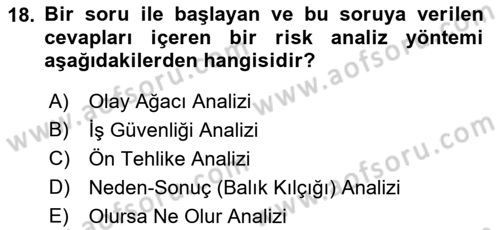 Çevre Sağlığı ve Güvenliği Dersi 2021 - 2022 Yılı Yaz Okulu Sınav Soruları 18. Soru
