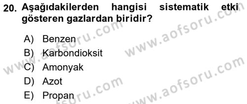 Çevre Sağlığı ve Güvenliği Dersi 2021 - 2022 Yılı Yaz Okulu Sınav Soruları 20. Soru