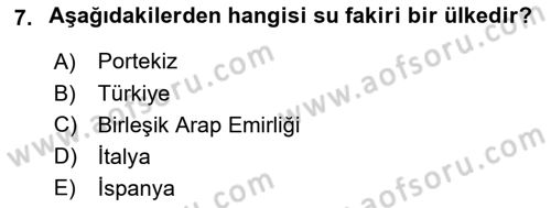 Çevre Sağlığı ve Güvenliği Dersi 2021 - 2022 Yılı Yaz Okulu Sınav Soruları 7. Soru