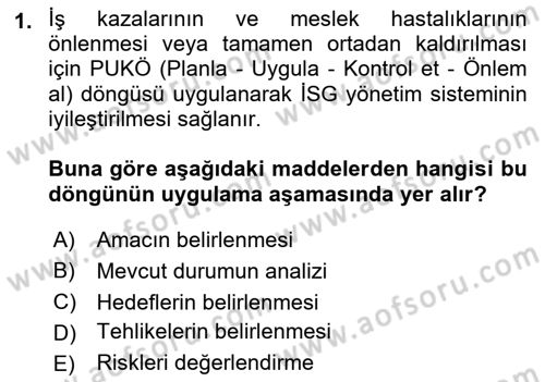 Çevre Sağlığı ve Güvenliği Dersi 2022 - 2023 Yılı Yaz Okulu Sınav Soruları 1. Soru