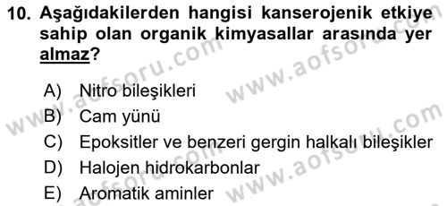 Çevre Sağlığı ve Güvenliği Dersi 2022 - 2023 Yılı Yaz Okulu Sınav Soruları 10. Soru