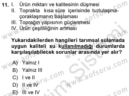 Çevre Sağlığı ve Güvenliği Dersi 2022 - 2023 Yılı Yaz Okulu Sınav Soruları 11. Soru
